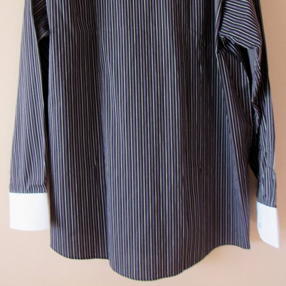 Giorgio Armani Shirt Large 16 32 33 Purple/Black Mens Striped, cotton blend - Picture 8 of 8